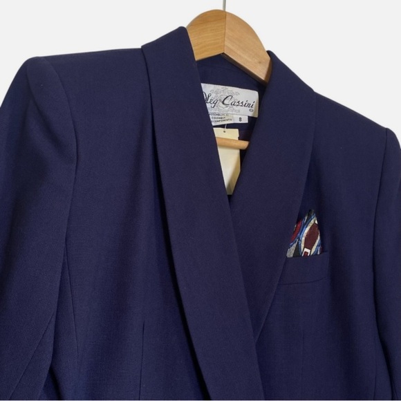 VTG NOS Oleg Cassini Women's Blazer Dbl Breasted Power Jacket Modern Shoulders - Picture 2 of 7